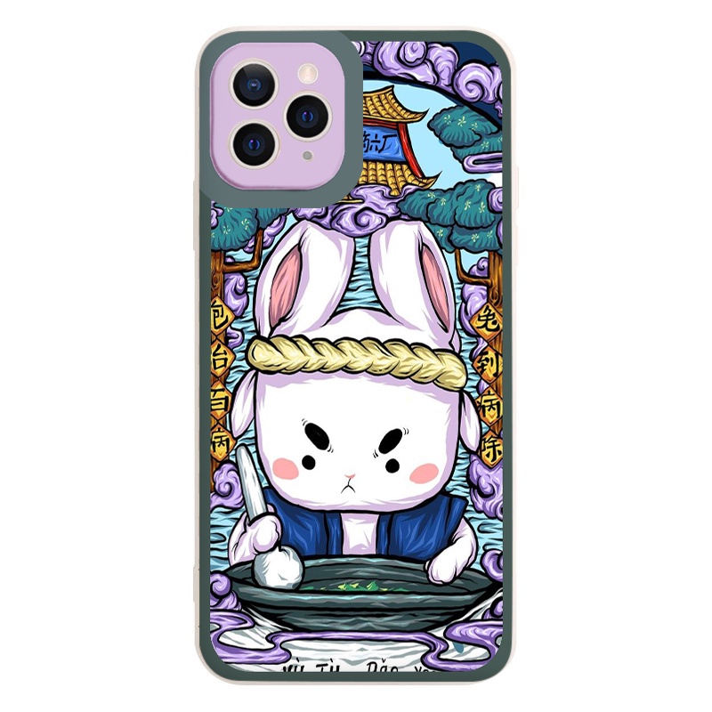 Ốp iphone cạnh vuông Thỏ trắng đâm chày cho ip 6/8/7/plus/x/xr/xsmax/12 pro max/11pro max/13 pro max-nt006