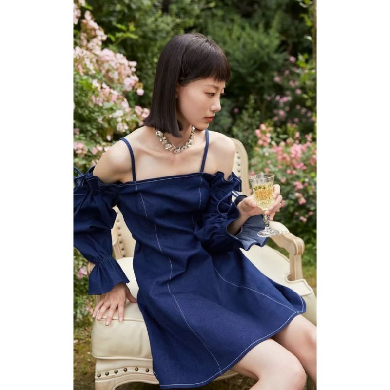 Đầm Denim hở vai Vero Moda