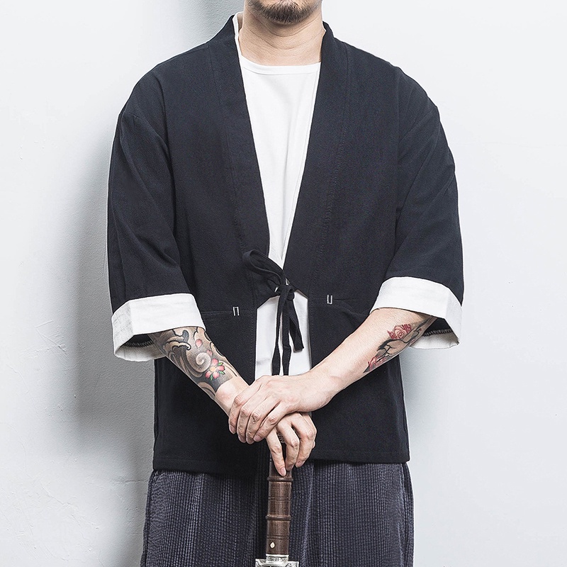 Áo khoác Cardigan nam Áo sơ mi nam Yukata Haori Casual