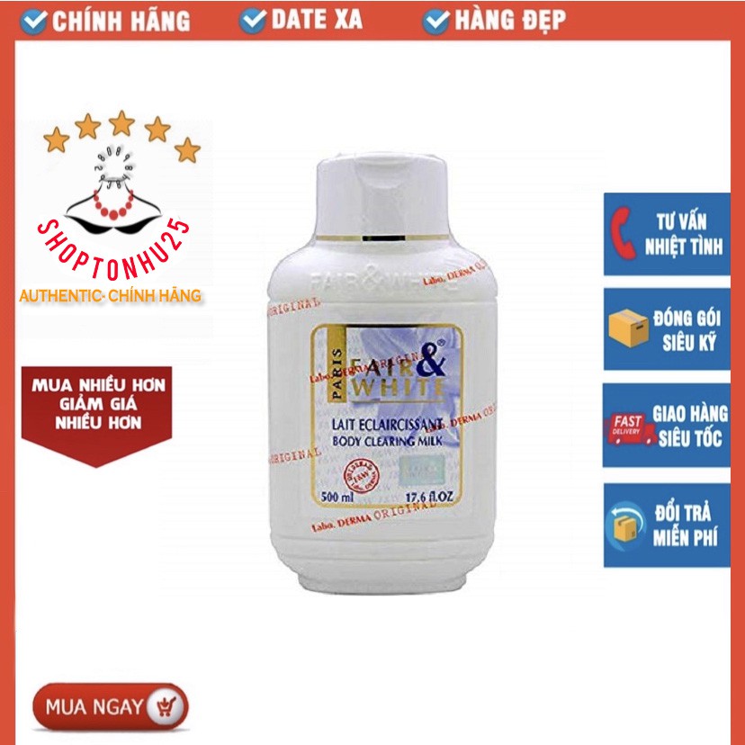 Sữa dưỡng ẩm làm trắng toàn thân FAIR AND WHITE 485ml