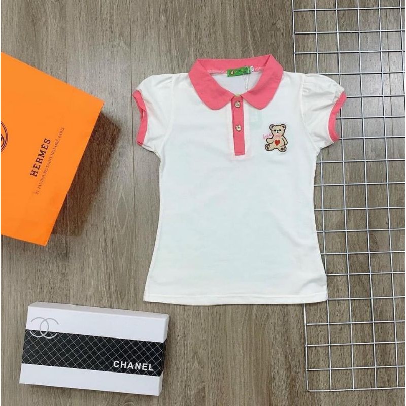 [19_40kg] Áo phông có cổ hello kitty cho bé gái đi học