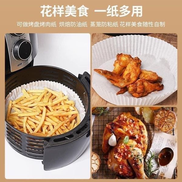 Giấy Lót Nồi Chiên Không Dầu Nến Dạng Khay 50 Tờ Theo Khuôn Phù Hợp Với Nồi Chiên Không Dầu