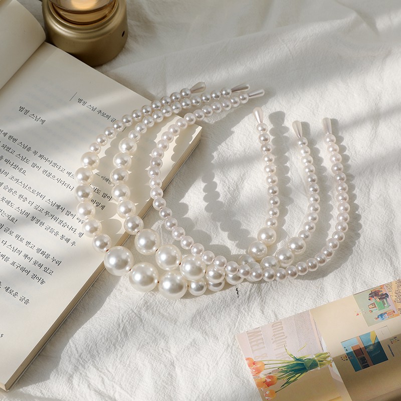 Băng Đô Cài Tóc Đính Ngọc Trai Đơn Giản Dễ Thương