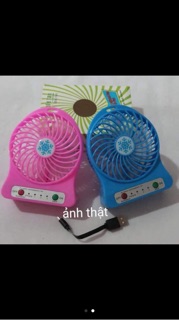 Sỉ 10 Quạt Mini Để Bàn Bin Sạc-Có Đèn