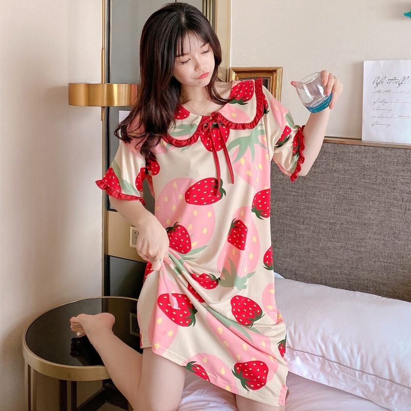 Bộ Đồ Ngủ Ngắn Tay Họa Tiết Hoạt Hình Dễ Thương Cho Nữ