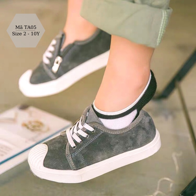 Tất cho bé trai bé gái 1 đến 6 tuổi dáng tất lười cổ thấp chất cotton cao cấp co giãn thoáng khí TA05