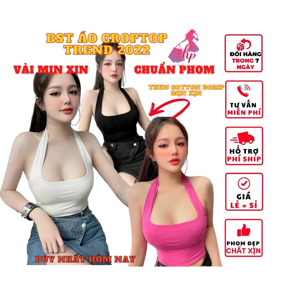 Áo kiểu yếm choàng cổ croptop nữ đẹp ôm body hở lưng cực sexy mẫu mới thời trang 2021 Đẹp