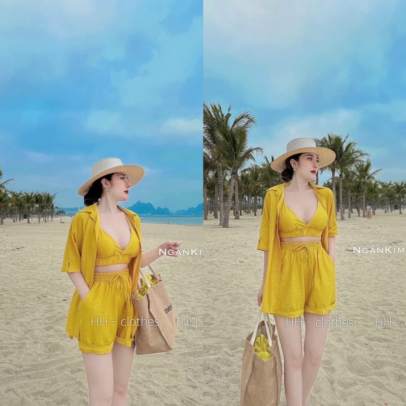 Set Đũi Đi Biển 3 Món Sexy 2 Màu Có Ảnh Thật Kèm Video