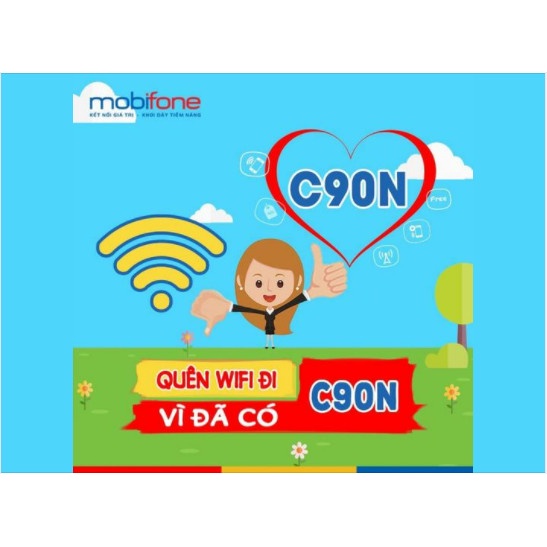 Sim 4g gói C90N tốc độ cao Mobifone  tặng 4GB/ngày,1000ph nội mạng , 50ph ngoại mạng(lướt wed,cài game,youtube thả ga)