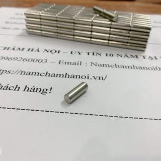 Nam châm viên trắng đất hiếm 4x15mm, nam châm hình trụ tròn có lực hút siêu mạnh