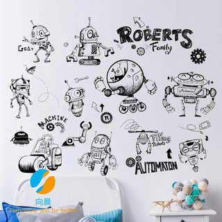 Miếng dán trang trí tường hình robot graffiti độc đáo