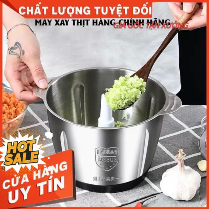 Máy xay đa năng, máy xay thịt rau củ quả gia vị cối inox 4 lưỡi đa năng công suất 250W dung tích 2L