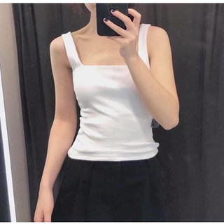 Áo thun 2 dây to cổ chữ U dáng dài chất cotton hai lớp vải , áo 3 lỗ ôm body The Kim A109
