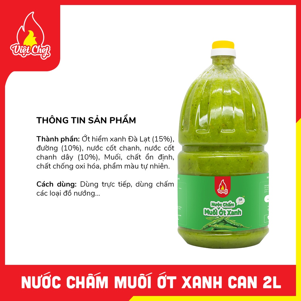 NƯỚC CHẤM MUỐI ỚT XANH CAN 2L - Nước chấm đồ nướng