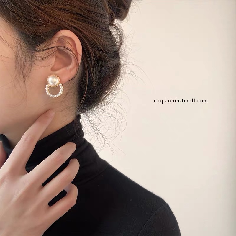 Khuyên tai Bông tai nữ hạt trai tròn cao cấp phong cách thanh lịch Emlux Jewelry Store