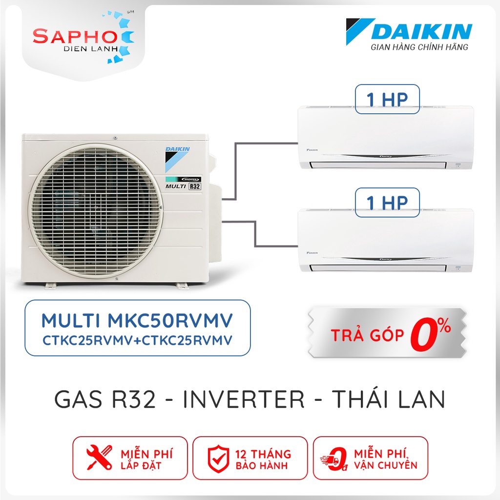 Máy lạnh Daikin Multi S Combo MKC50/1.0HP+1.0HP Inverter Gas R32 Model 2021 Thái Lan Chính Hãng