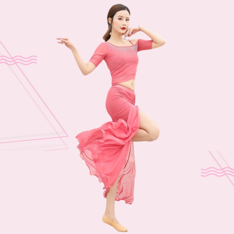 Bộ Đồ Biểu Diễn Múa Bụng Hở Vai Thiết Kế Mới Cho Nữ