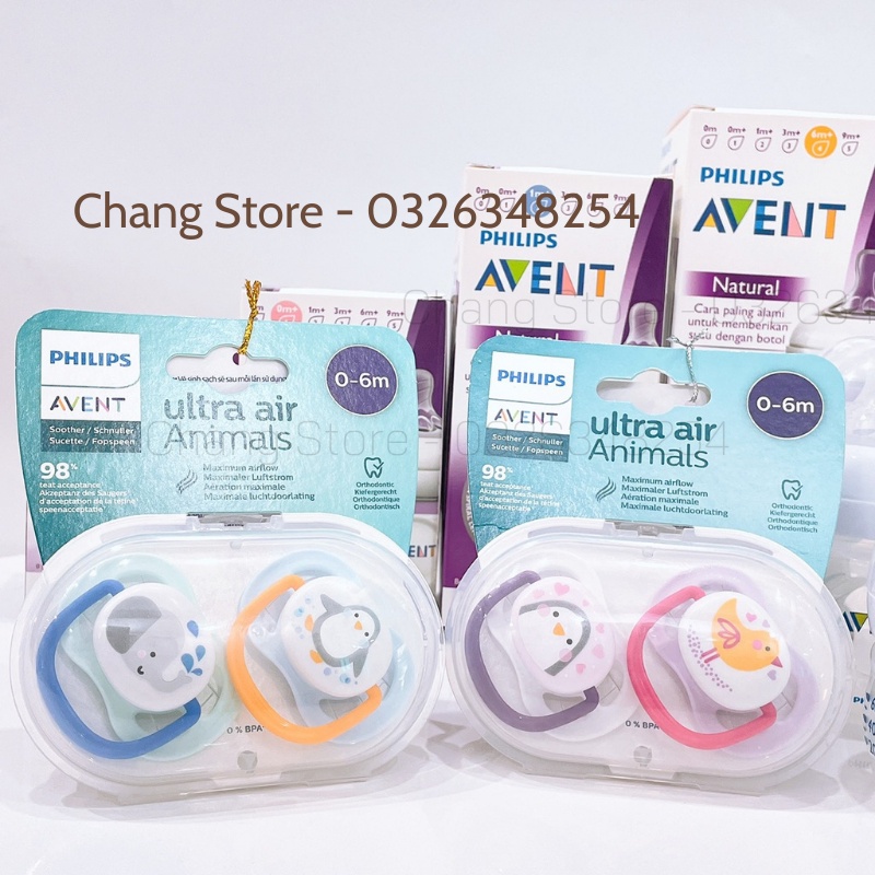 [VỈ ĐÔI] Ty Ngậm AVENT Ultra Air Thông Khí Cho Bé Hình Thú Size 0 - 6M