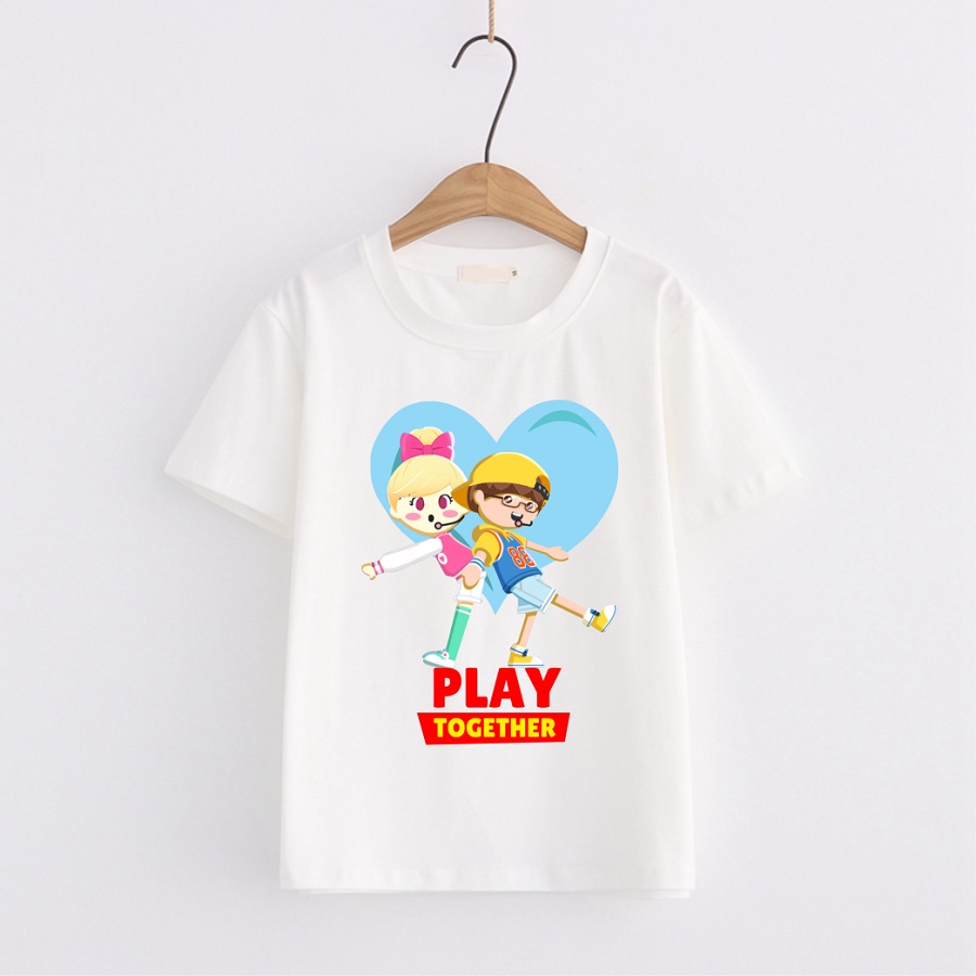 Áo thun cho bé in hình Play Together màu trắng đủ size cho bé trai bé gái