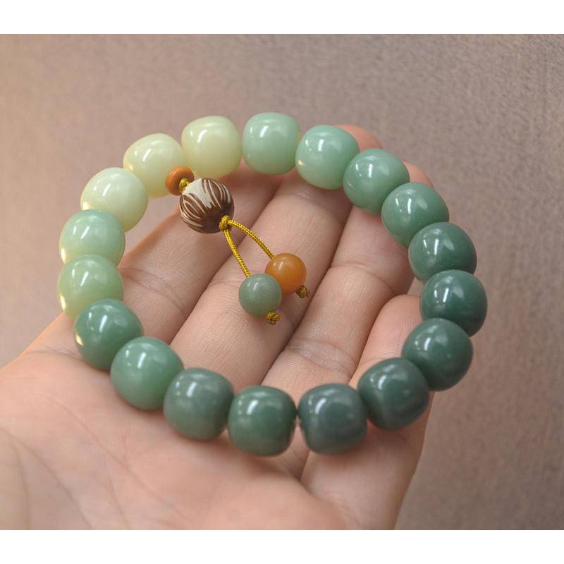 Vòng Tay Chuỗi Hạt Bồ Đề Màu Xanh Lá Gradient Kích Thước 12 * 11 Năm Mới