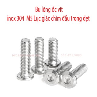 Bu lông ốc vít  inox 304  M5 Lục giác chìm đầu tròn dẹt