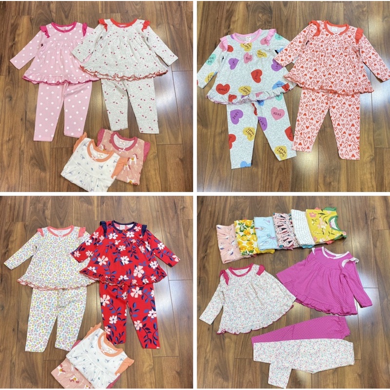 Bộ dài tay nhún vai bèo gấu cotton borip bé gái (Sz 10-22kg)