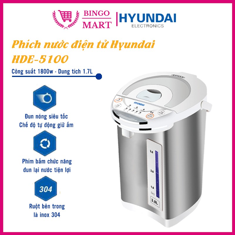 Phích đun nước điện tử HDE 5100 - Dung tích 3.8L