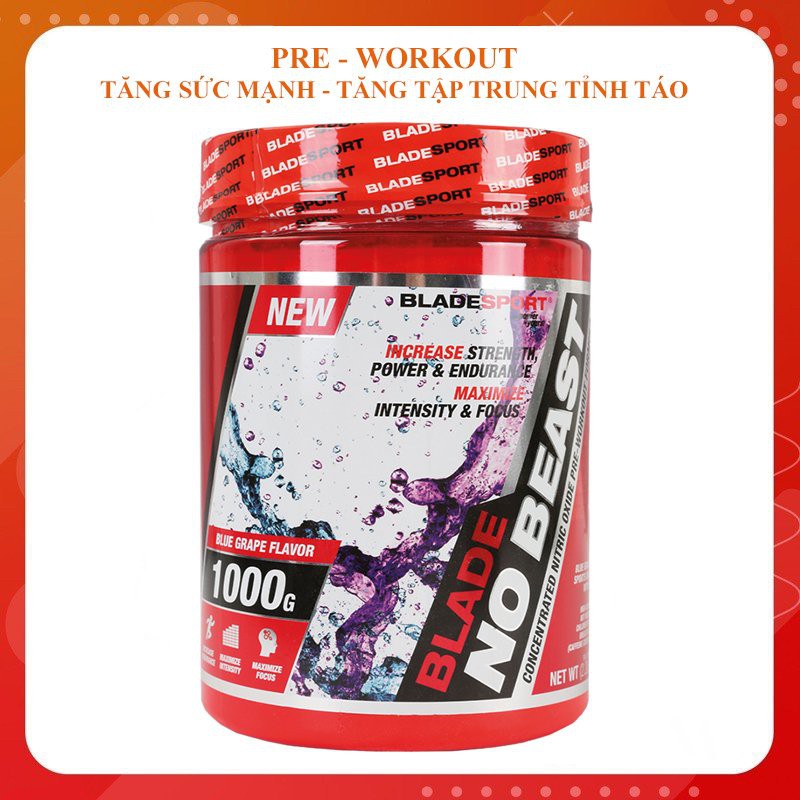 Pre- Workout - Blade No Beats 1000g vị Blue Grape Flavor- Tăng sức mạnh, kích thước cơ bắp, sức bền luyện tập