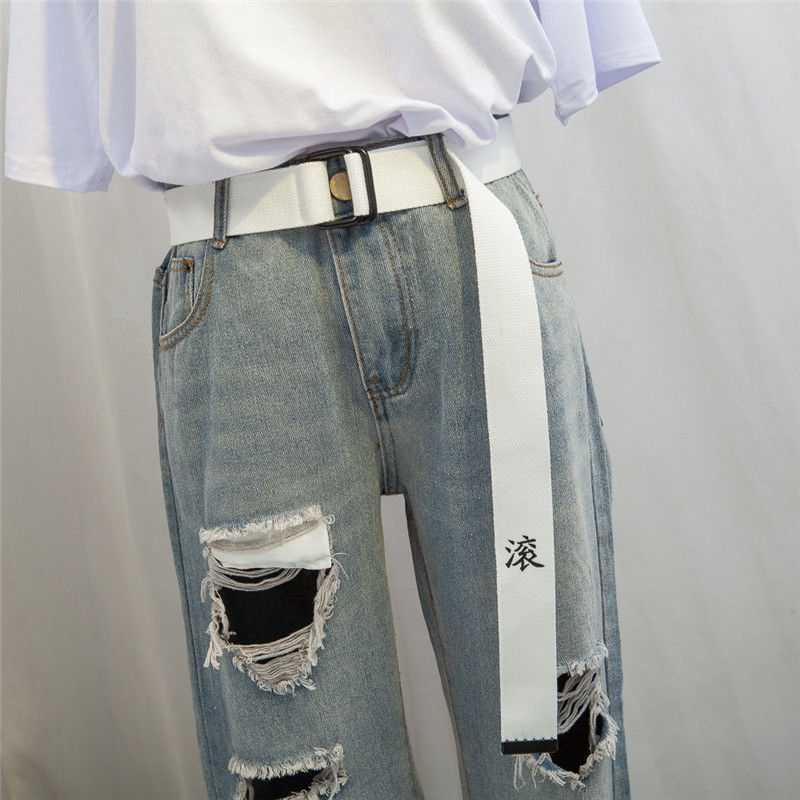 Thắt Lưng Nữ Vải Canvas In Chữ Cá Tính