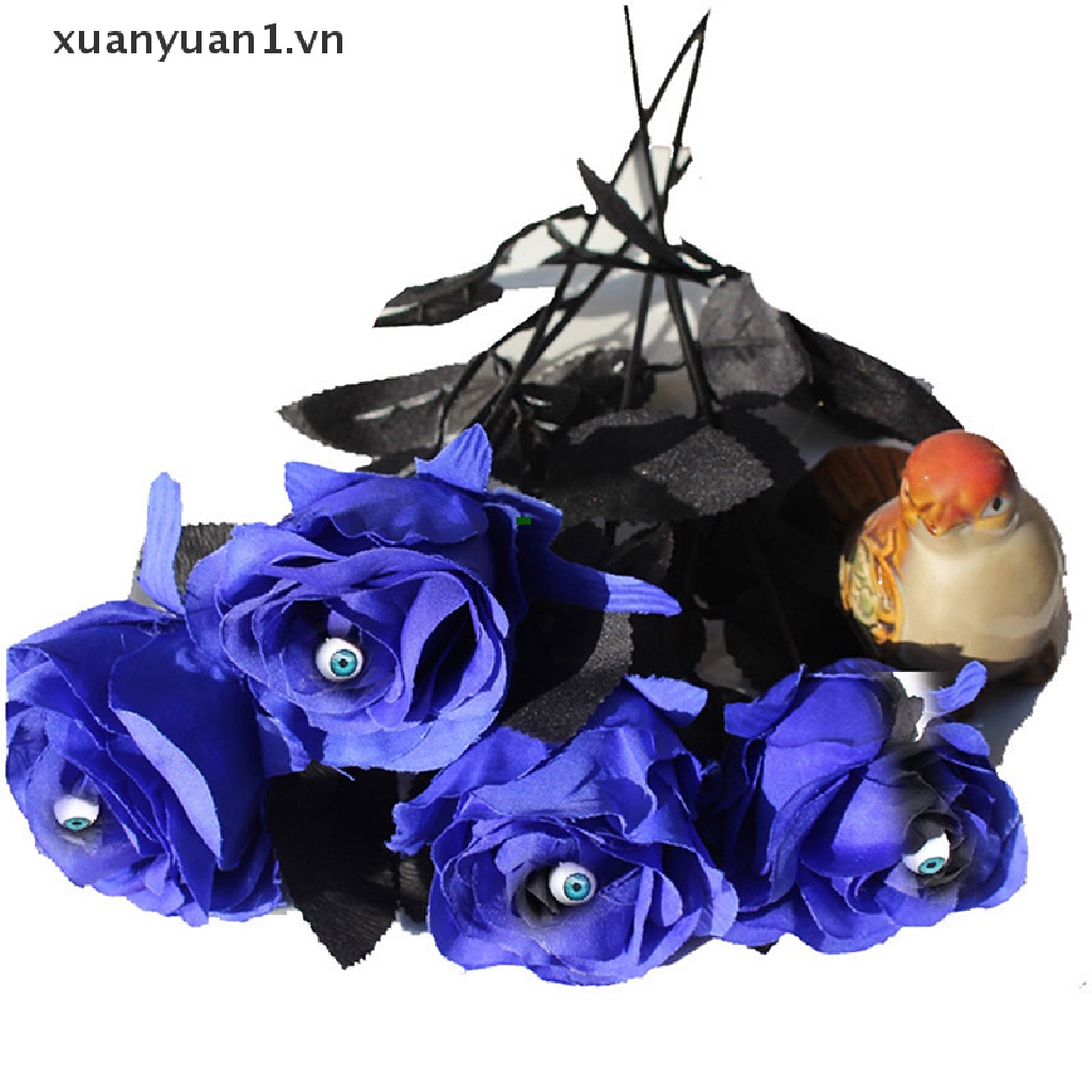 Hoa Hồng Giả Kèm Quả Cầu Mắt Màu Đen Dùng Trang Trí Halloween