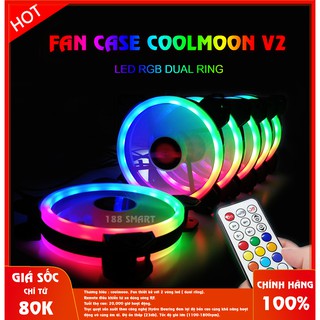 Bộ 6 Quạt Tản Nhiệt, Fan Case Coolmoon V2 Led RGB Dual Ring-Kèm Bộ Hub Và Remote