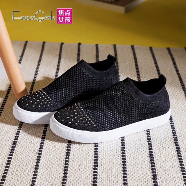 ] Giày thể thao cổ chun đính đá hàng hộp fullbox D01