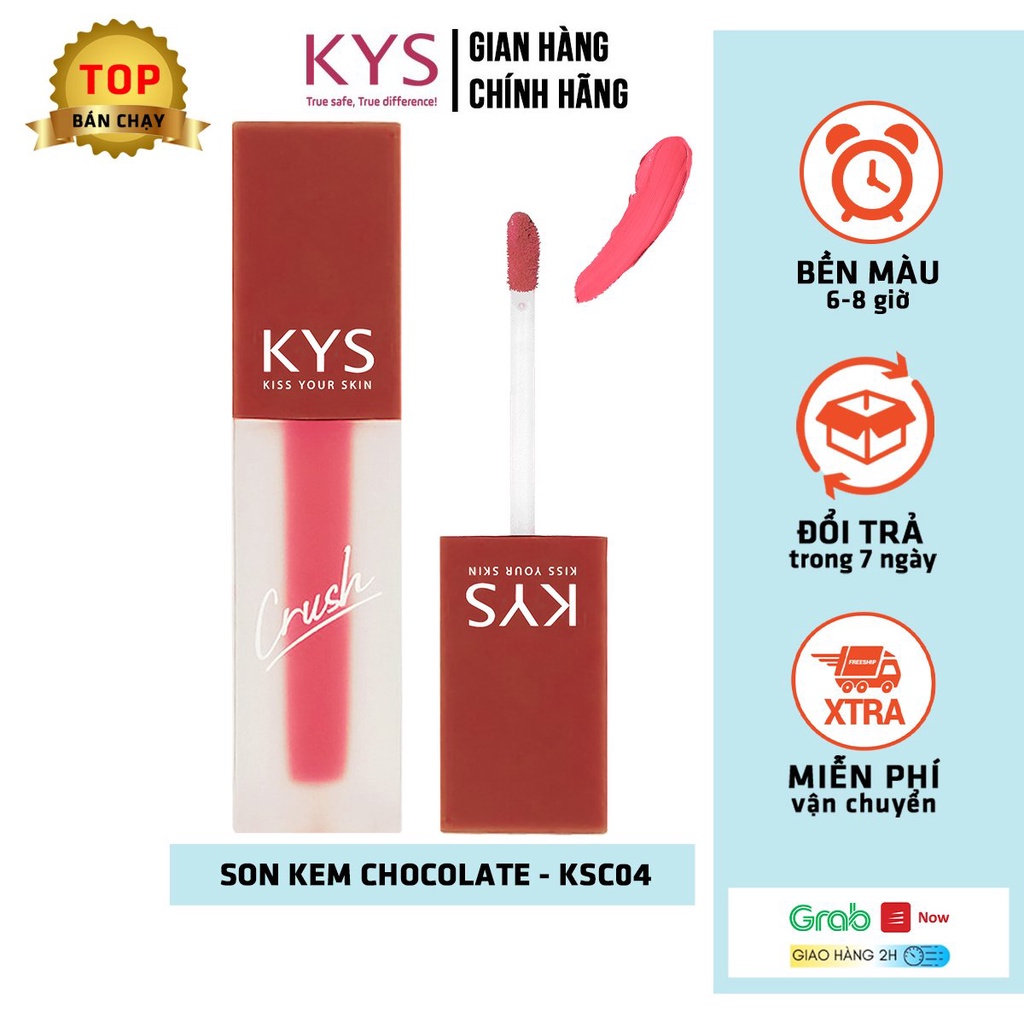 Son Kem Lì Hồng Cam Chocolate Không Chì KYS Crush 3.5g