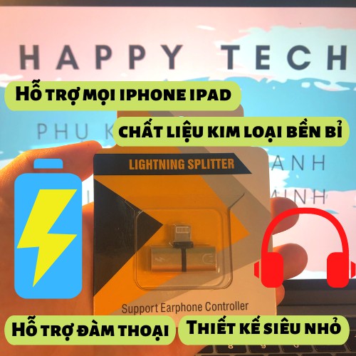 [ FREESHIP ] Cáp chuyển tai nghe iPhone - Siêu gọn nhẹ - Hỗ trợ Mic đàm thoại - Không cần Bluetooh