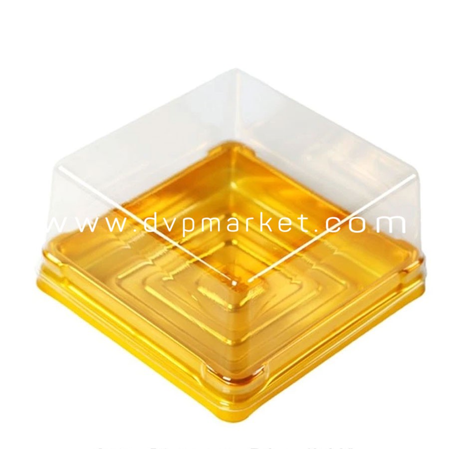 Hộp Nhựa Đựng Bánh Trung Thu Hình Vuông Trong Suốt Đế Vàng - Đại Vạn Phát