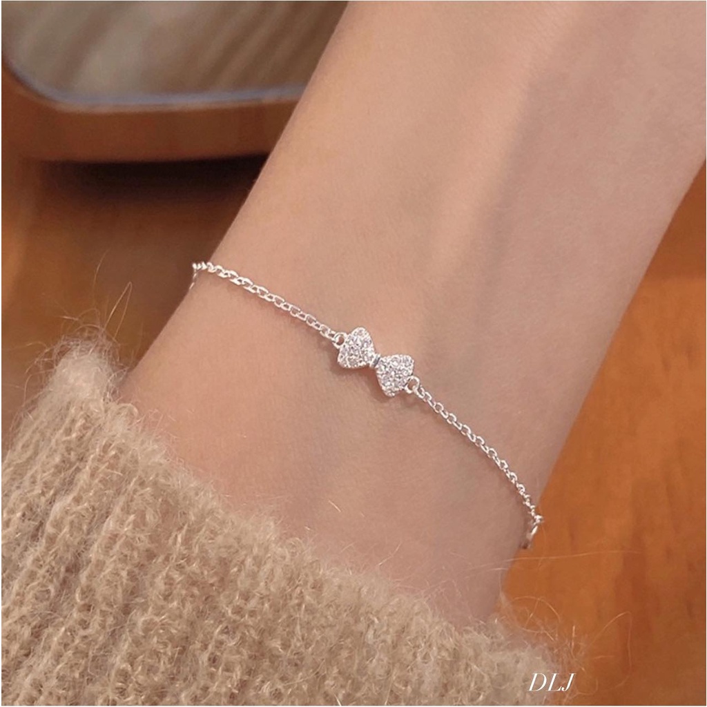 Vòng tay lắc tay nữ bạc sợi mảnh hình nơ Tiệm Bạc Mê Ly cam kết bạc chuẩn