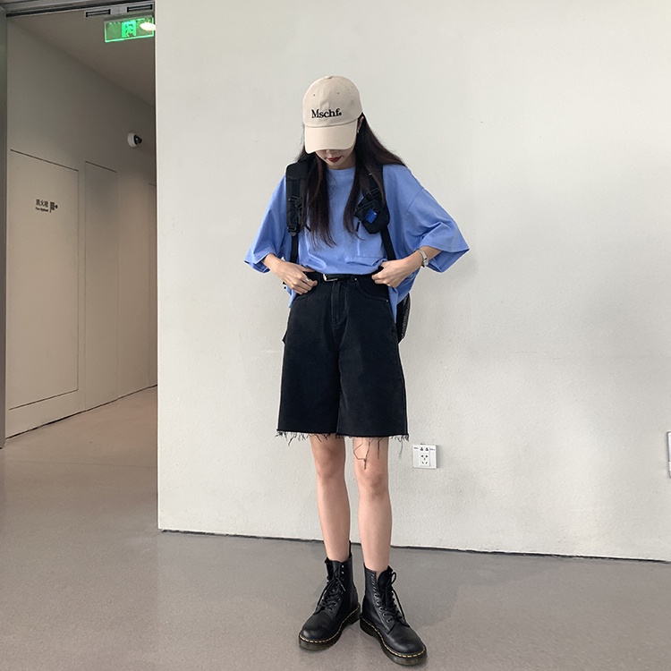 Quần Short Jean Nữ Ống Rộng Jean Lửng Ngố Bò MST5