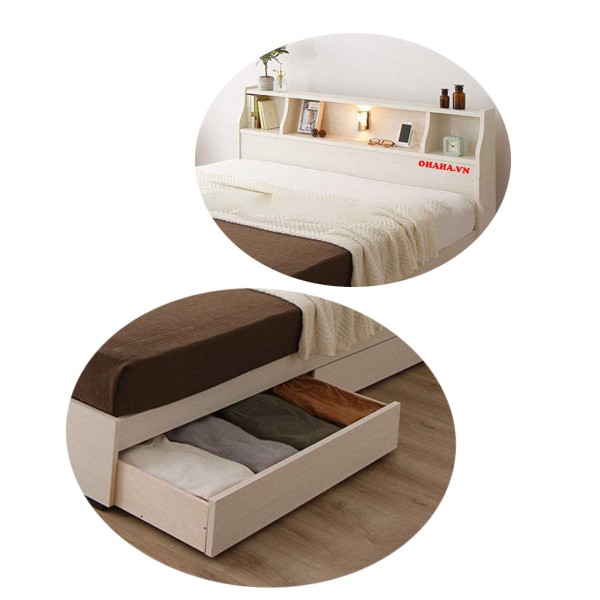 Giường ngủ gỗ Công Nghiệp Cao Cấp OHAHA 002 - Màu trắng