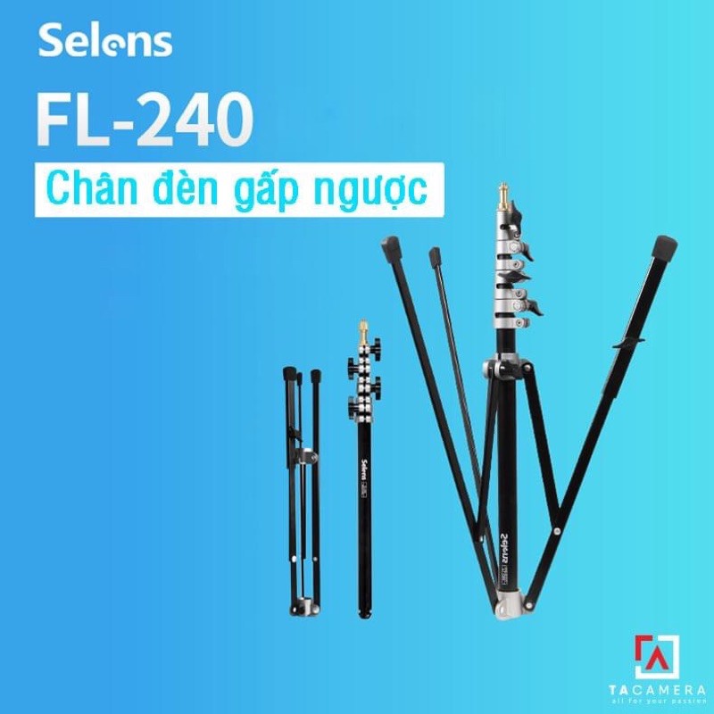Chân đèn thông minh Selens FL-240 : Chân đèn có thể gấp ngược kiêm tay boom đèn Selens FL-240