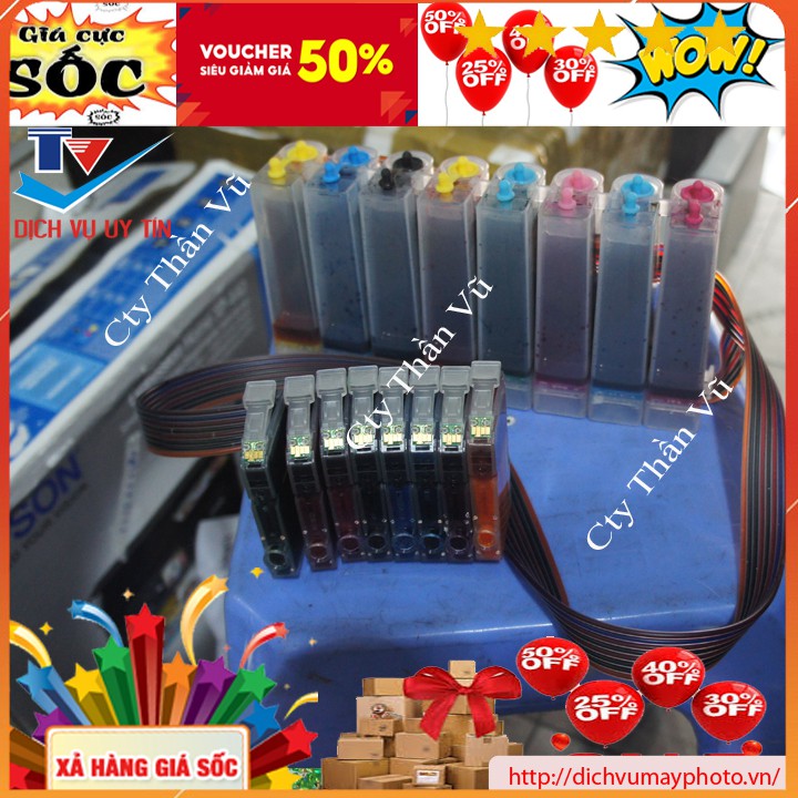 Bộ dẫn tiếp mực ngoài liên tục cho máy in Canon Pro 9000 Mark II Pro 100 sử dụng 8 màu mực