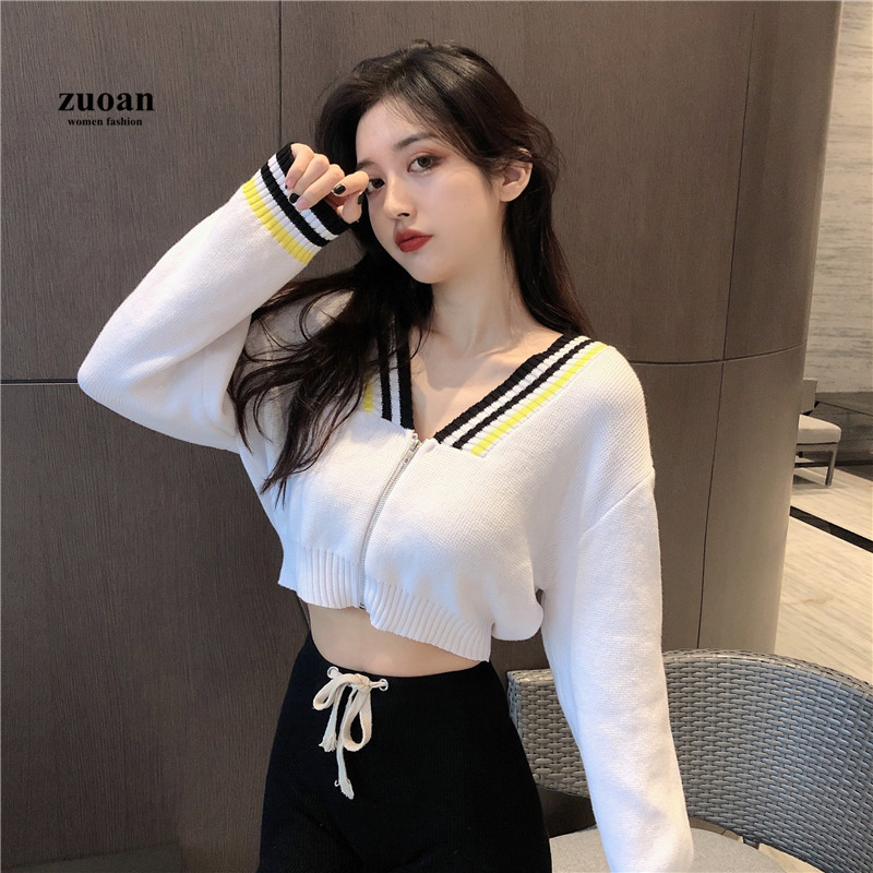 SUXI Áo Len Dài Tay Cổ Chữ V Thời Trang Theo Phong Cách Hàn Quốc Dành Cho Nữ