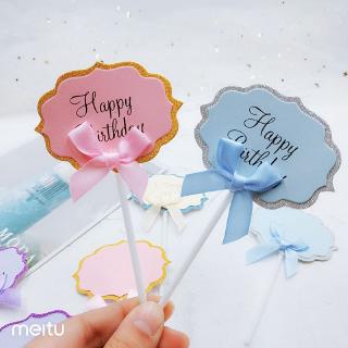 Set que HPBD biển hiệu nơ hồng (5 que)