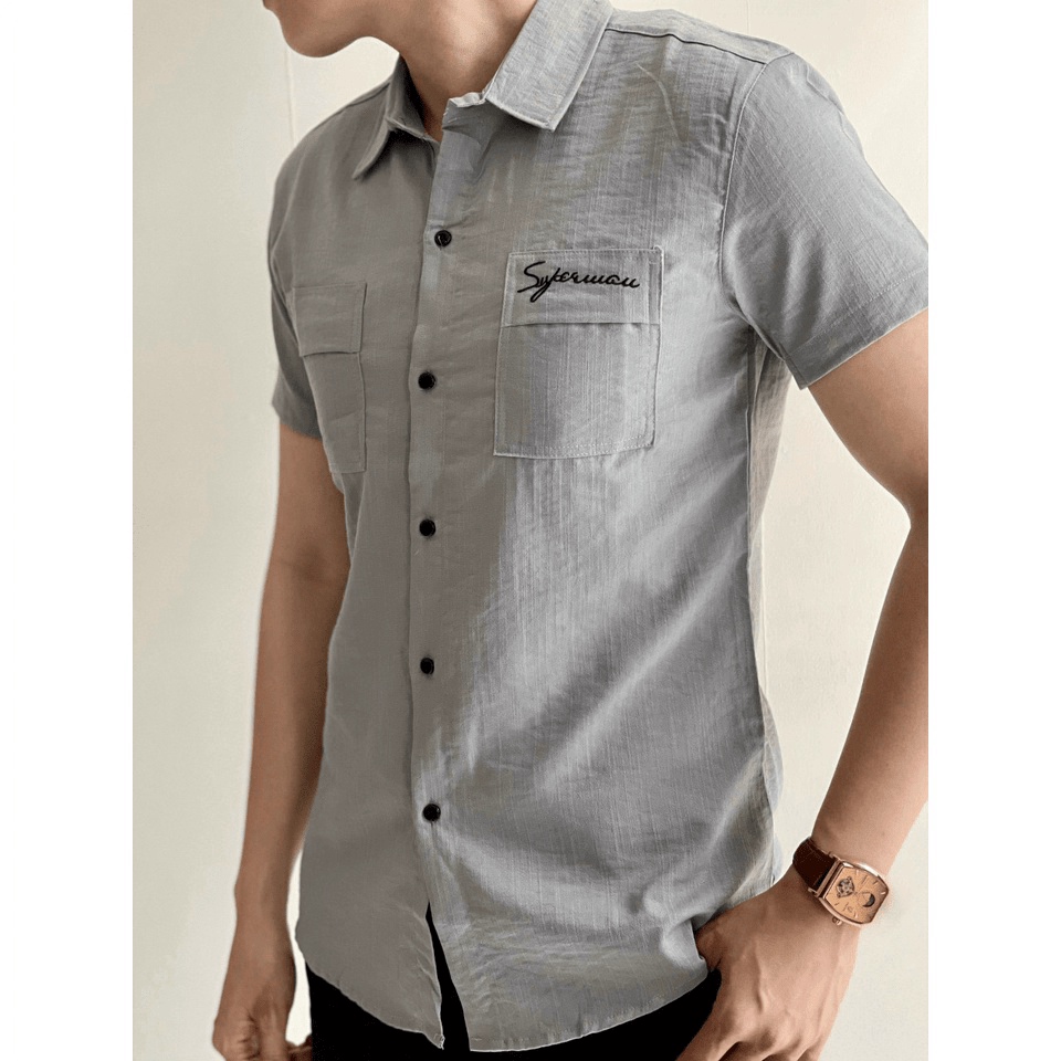 Áo sơ mi nam vải đũi ngắn tay xịn xò phong cách nam tính thời trang THỜI TRANG KOKO MI