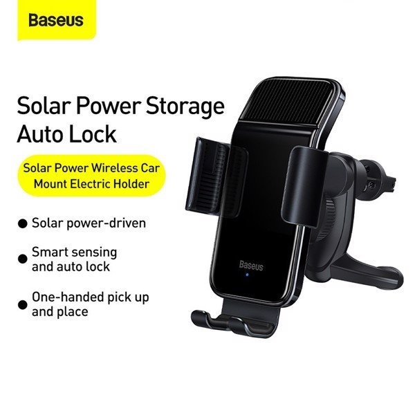 Baseus -BaseusMall VN Đế giữ điện thoại tích cảm biến Baseus Smart Solar Power Wireless Car Mount Electric Holder