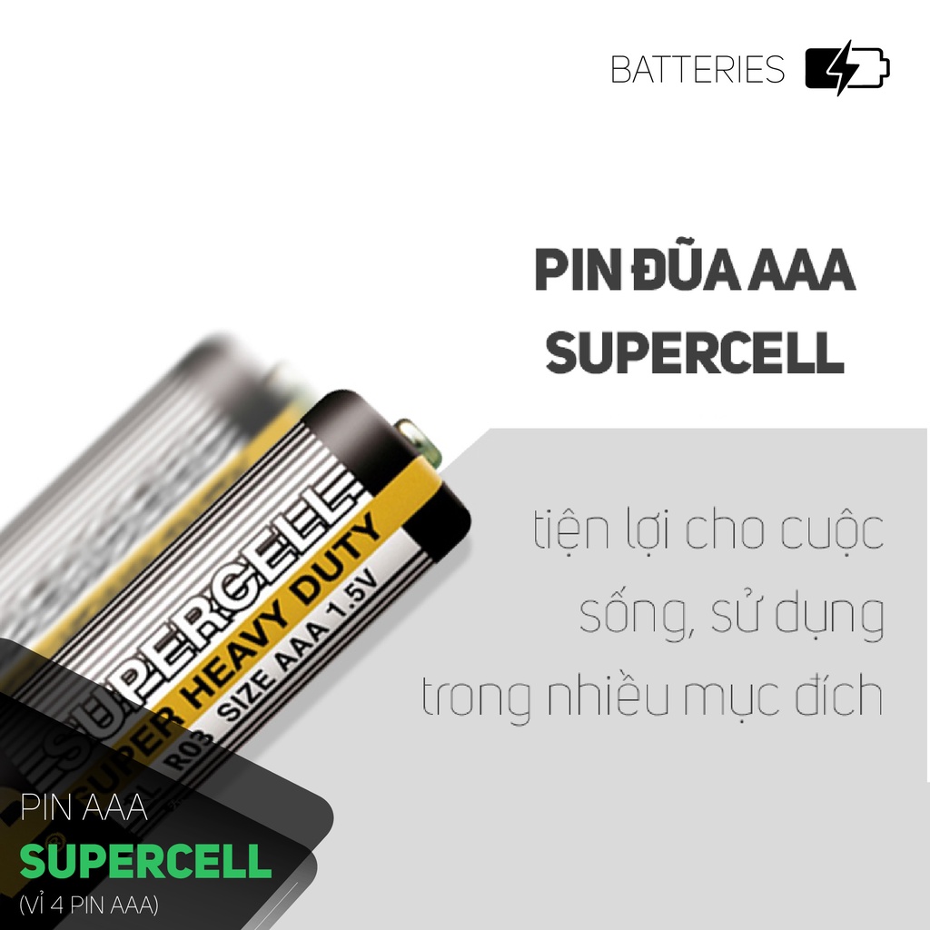 Pin đũa GP Supercell AAA 1.5V (2 viên),Pin AAA GP,Pin chuột máy tính,Pin điều hoà,Pin điều khiển quạt,....