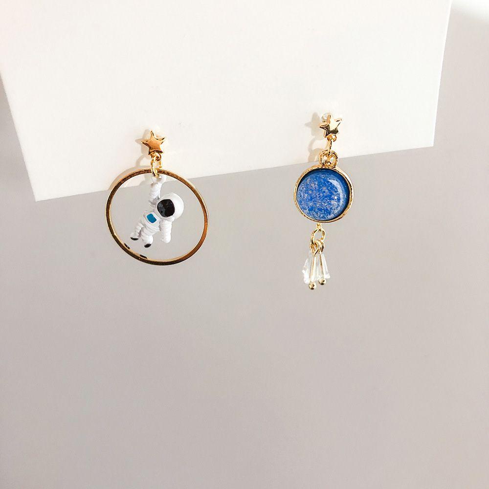 Bông Tai RALPH Thời Trang Cá Tính|Vòng Tròn Phối Tua Rua Họa Tiết Phi Hành Gia Hoạt Hình Thời Trang Cho Nữ