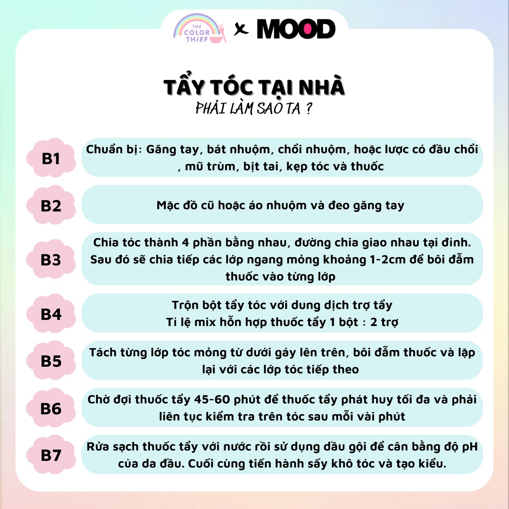Thuốc tẩy tóc MOOD Italy cao cấp an toàn nâng sáng lên đến 7+ levels The Color Thief