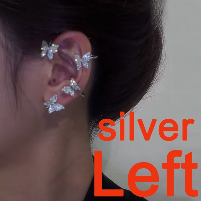 Bông Tai Kẹp Đính Đá Kim Cương Hình Bướm Siêu Lấp Lánh Dành Cho Nữ