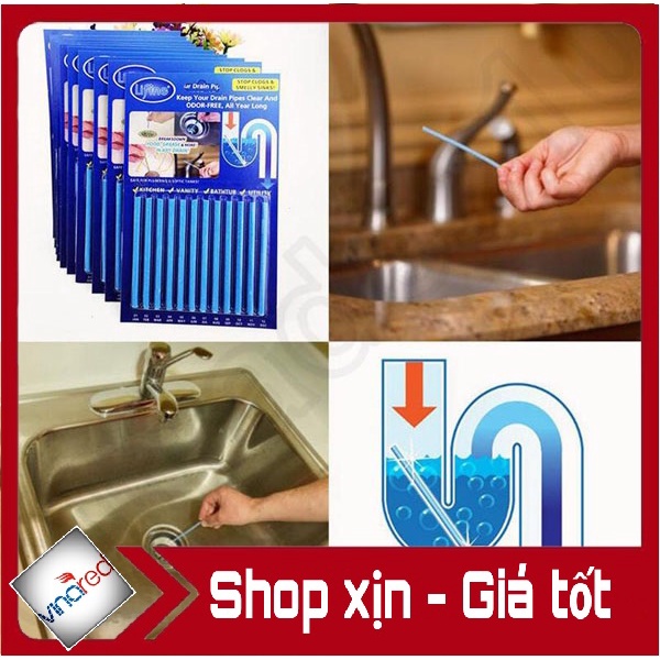 Que thông tắc cống (Vỉ 12 que) - Dụng cụ thông cống gia đình(Hàng giao màu ngẫu nhiên)