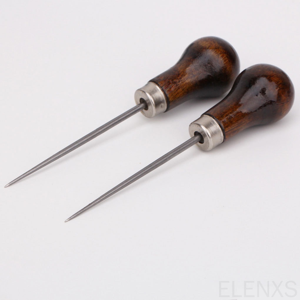 Set 2 dụng cụ may vá đồ da chuyên nghiệp tay cầm bằng gỗ